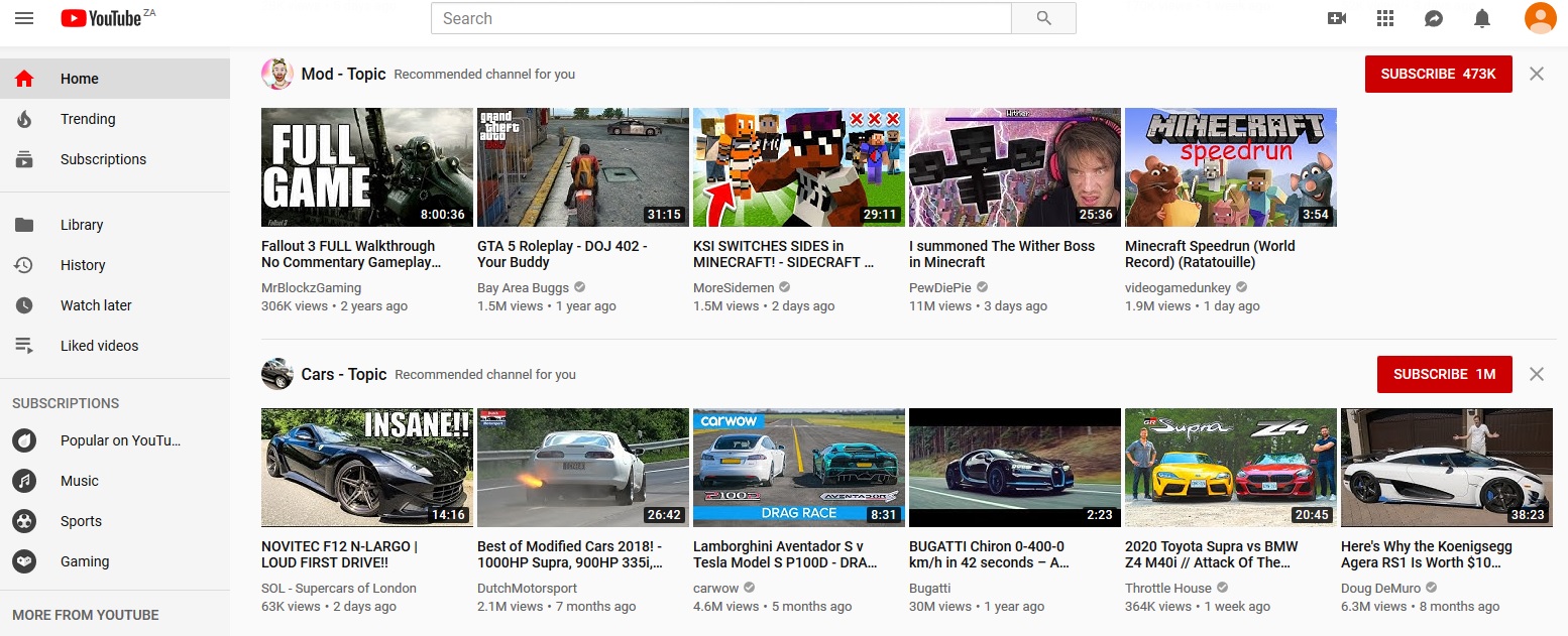 YouTube first glance